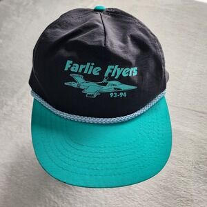 Vintage Farlie Flyers Snapback Hat Baseball Cap Black Teal Rope 93 94 Aeroplane